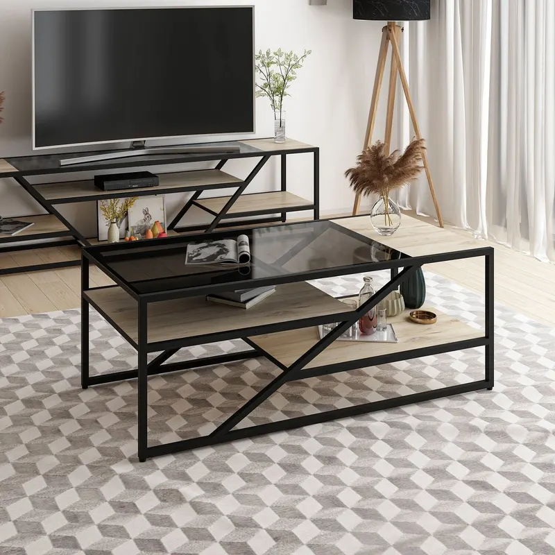 Măsuță de cafea Lora - 8876, Negru, 120x60x45 cm - Negru
