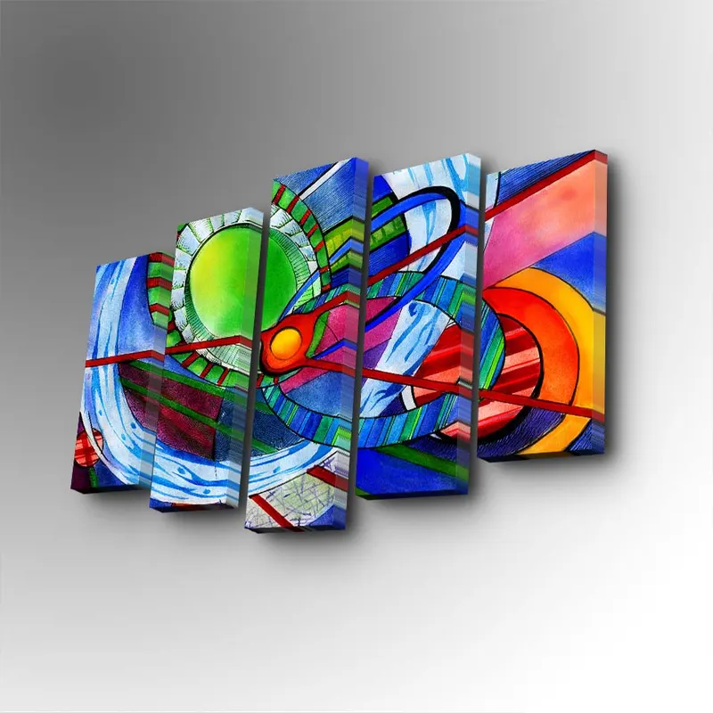 Tablou canvas 5 bucăți 5PUC-119, Multicolor, 82x50x3 cm - Multicolor