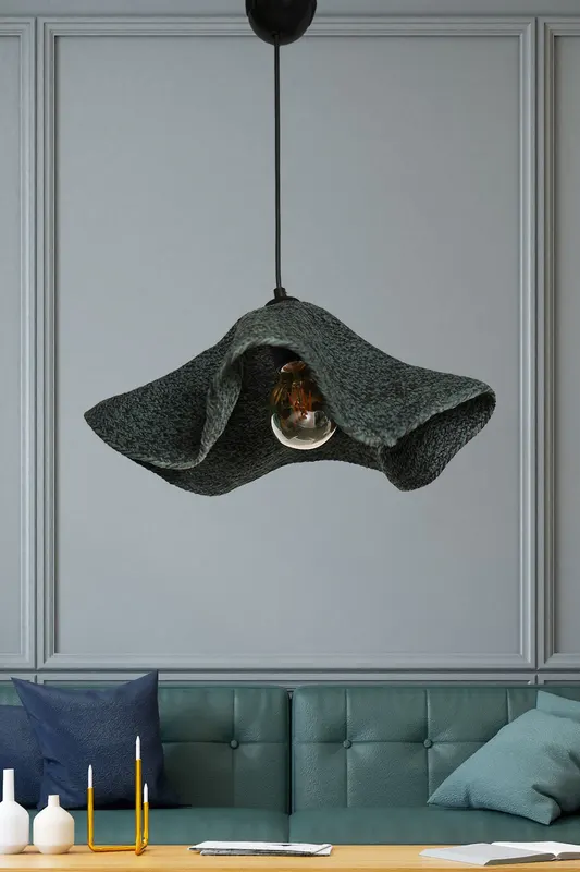 Lustră SP141, Khaki - Negru, Ø44x54 cm - Bej - Negru