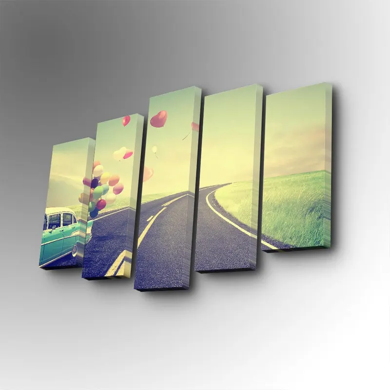 Tablou canvas 5 bucăți 5PUC-126, Multicolor, 82x50x3 cm - Multicolor