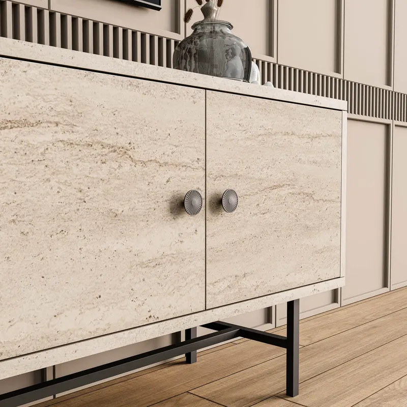 Comodă TV Diamond 4040, Traverten, 150x35x54 cm - Bej