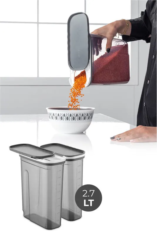 Set recipiente pentru depozitare 2 bucăți BNMSRGAR02-18, Antracit, 9x19x18 cm - Antracit
