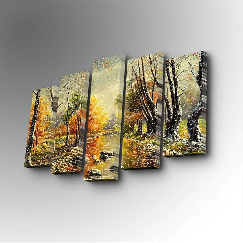 Tablou canvas 5 bucăți 5PUC-131, Multicolor, 82x50x3 cm - Multicolor