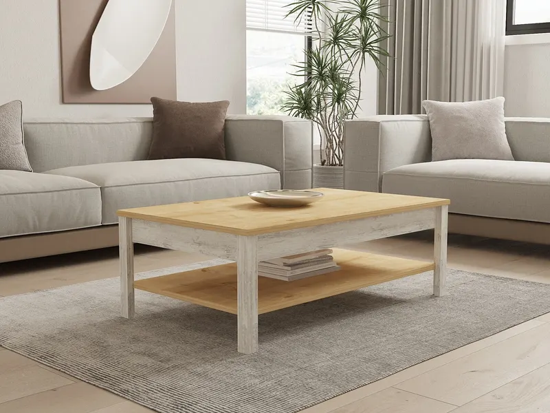 Măsuță de cafea Moli, Sapphire - Alb, 100x60x35 cm - Albastru - Alb