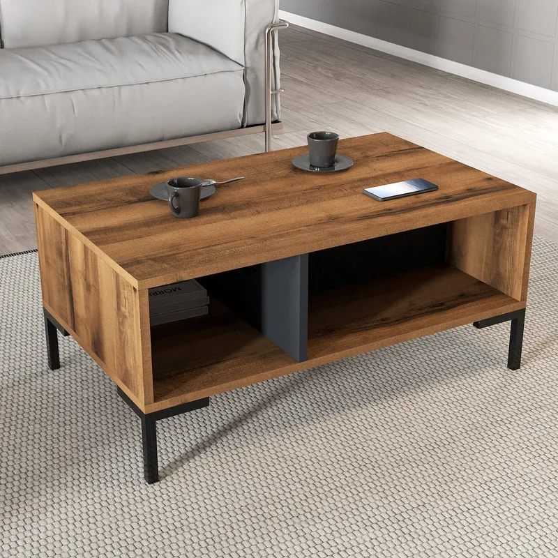 Măsuță de cafea Aurora - 2080, Nuc - Antracit, 90x42x54 cm - Nuc - Antracit