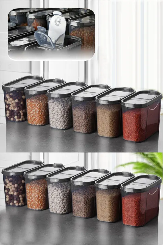Set recipiente pentru depozitare 12 bucăți DSY12-14, Antracit, 9x19x13 cm - Antracit