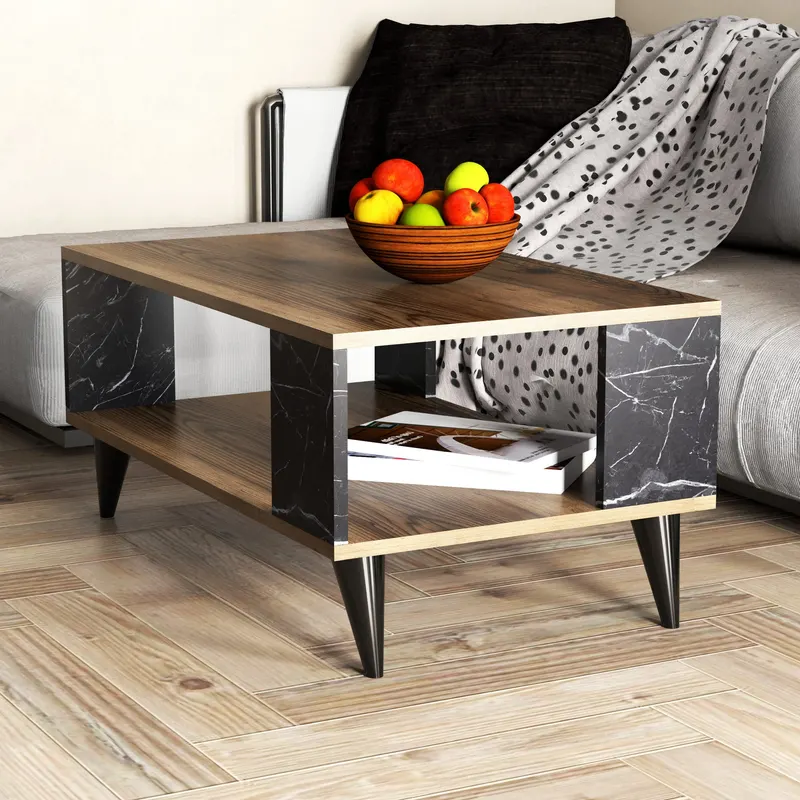 Măsuță de cafea City 2024, Dark walnut - Negru, 90x42x54 cm - Nuc - Negru