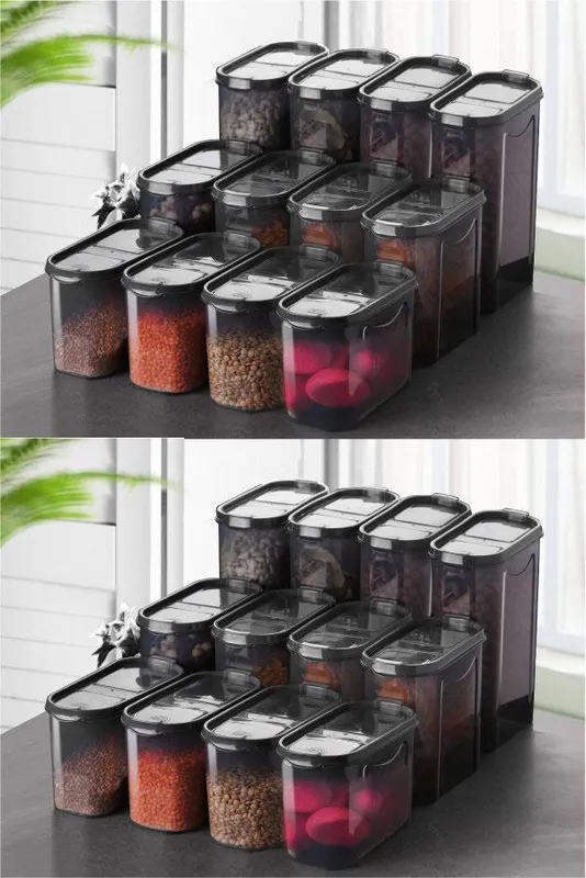 Set recipiente pentru depozitare 24 bucăți DSY24-14228, Antracit, 9x19x24 cm - Antracit