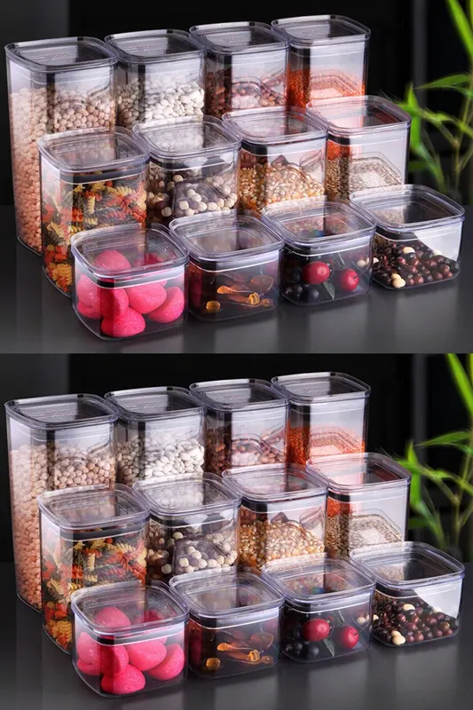 Set recipiente pentru depozitare 24 bucăți 3BOY24, Antracit, 10x10x18 cm - Antracit