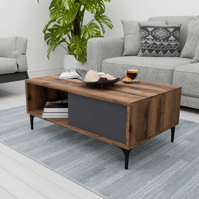 Măsuță de cafea Benito 2097, Nuc - Antracit, 90x54x39 cm - Nuc - Antracit