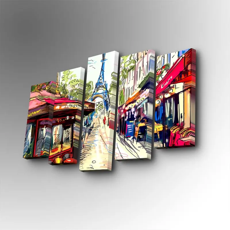 Tablou canvas 5 bucăți 5PUC-143, Multicolor, 82x50x3 cm - Multicolor