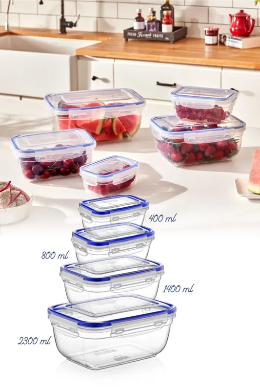 Set recipiente pentru depozitare 4 bucăți 30148, Transparent, 23x11x17 cm - Transparent