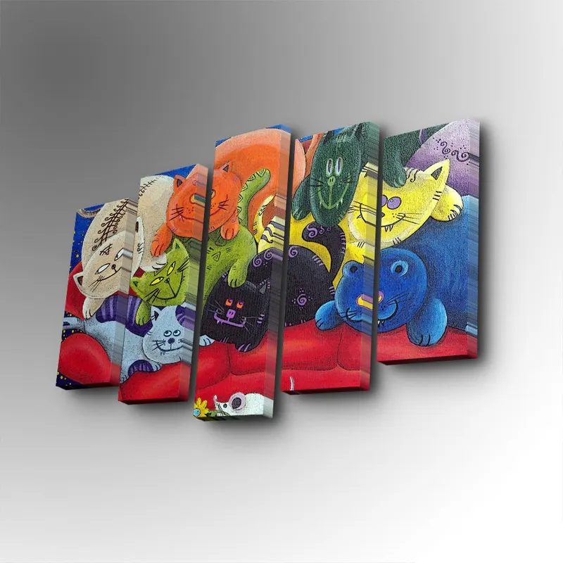 Tablou canvas 5 bucăți 5PUC-149, Multicolor, 82x50x3 cm - Multicolor