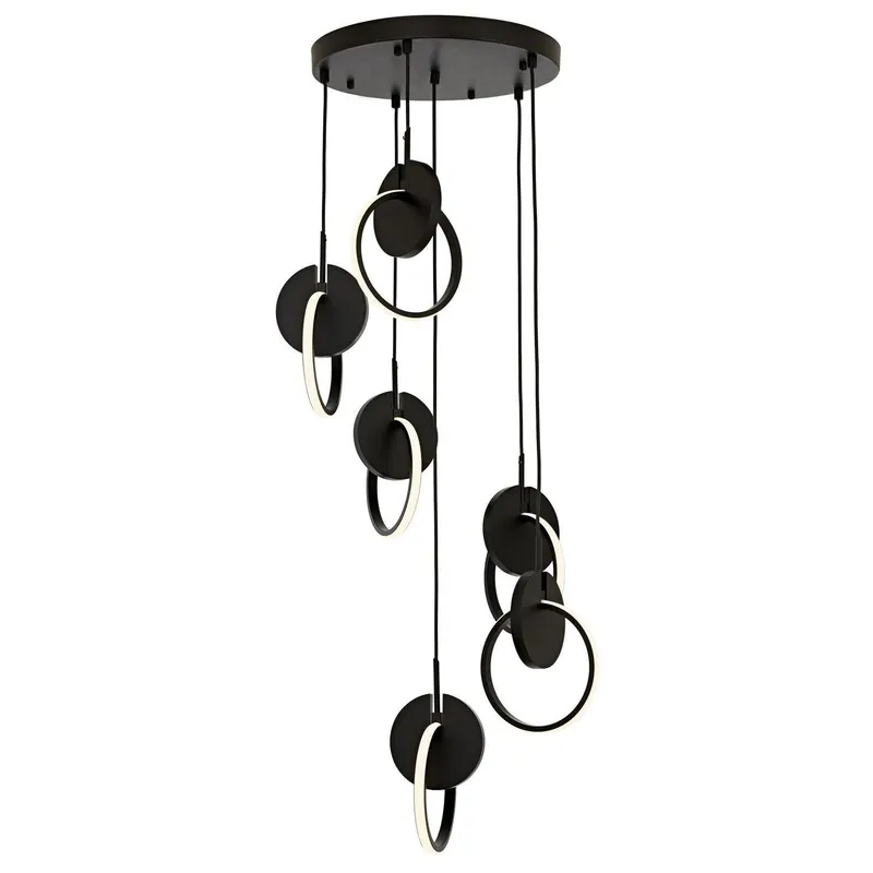 Lustra Hunt Chandelier 1874-6, Negru - Negru