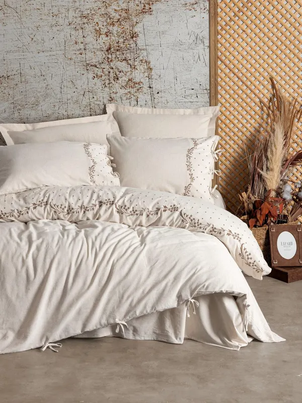 Set Lenjerie de pat double Riviera, 200 x 220 cm - Bej
