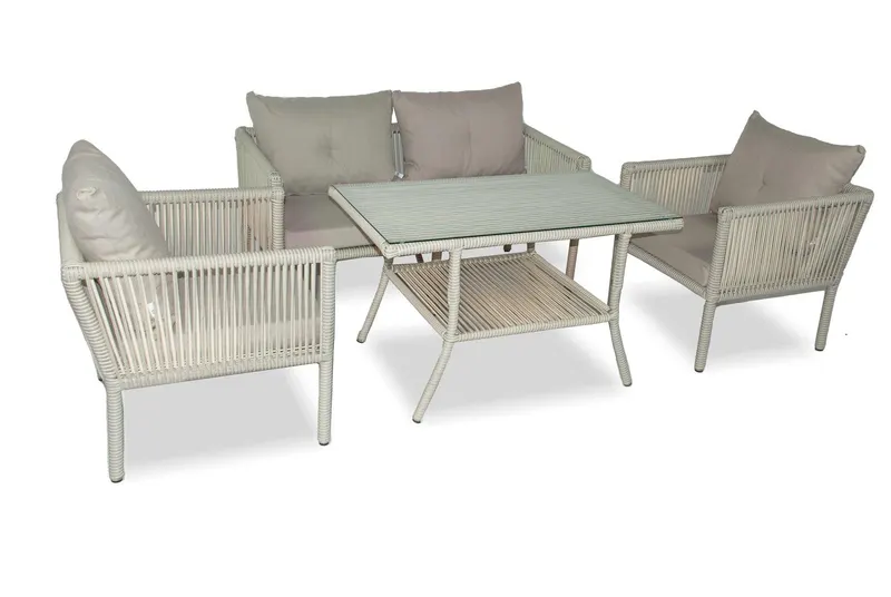 Set De Lounge De Grădină Shangai 62, Crem, 61X62X62 Cm - Crem