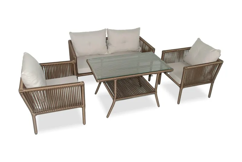 Set De Lounge De Grădină Shangai 62, Crem, 61X62X62 Cm - Multicolor