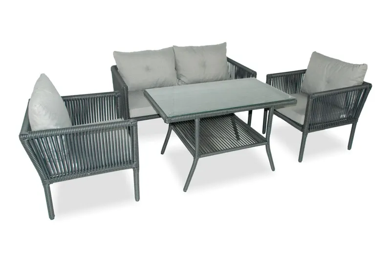 Set De Lounge De Grădină Shangai 62, Crem, 61X62X62 Cm - Gri