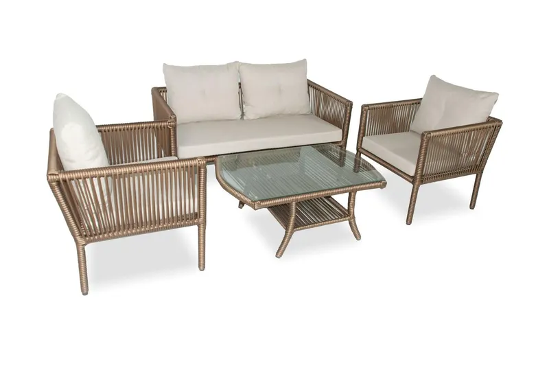 Set De Lounge De Grădină Shangai 38, Crem, 61X62X62 Cm - Multicolor