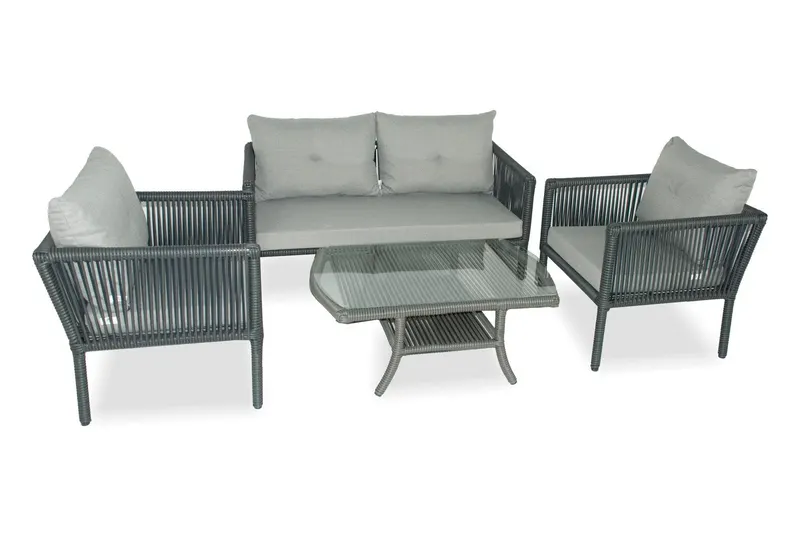 Set De Lounge De Grădină Shangai 38, Crem, 61X62X62 Cm - Gri