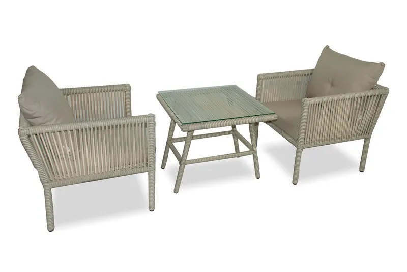Set De Lounge De Grădină Shangai 2, Crem, 61X62X62 Cm - Crem