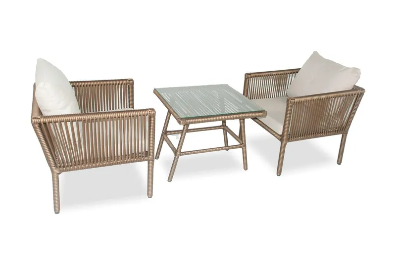 Set De Lounge De Grădină Shangai 2, Crem, 61X62X62 Cm - Multicolor