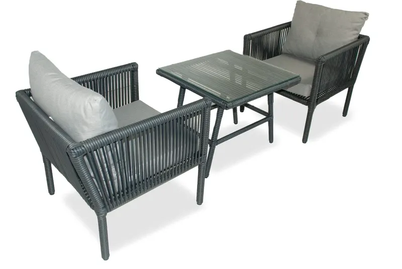Set De Lounge De Grădină Shangai 2, Crem, 61X62X62 Cm - Gri