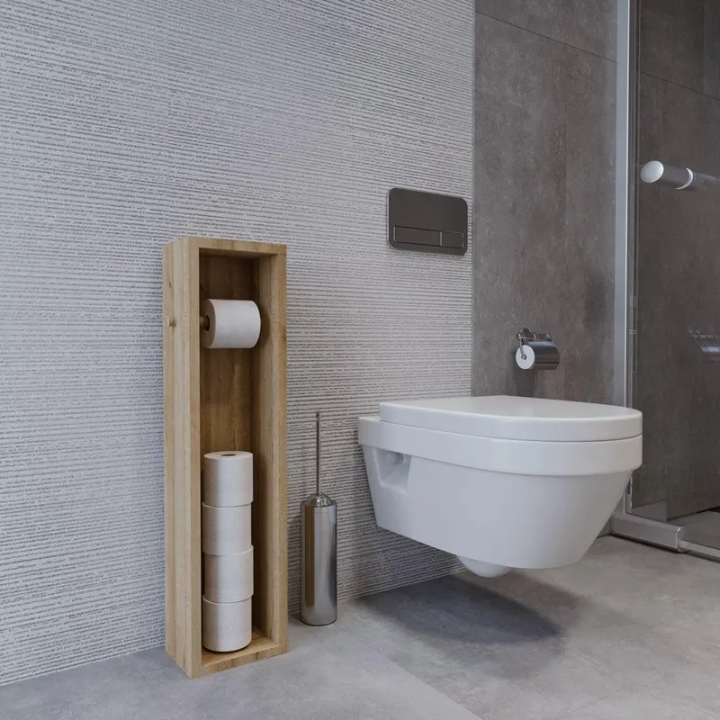 Dulap De Baie pentru Hartie Igienica Braunschweig, Nuc, 25 X 100 X 9 Cm - Stejar
