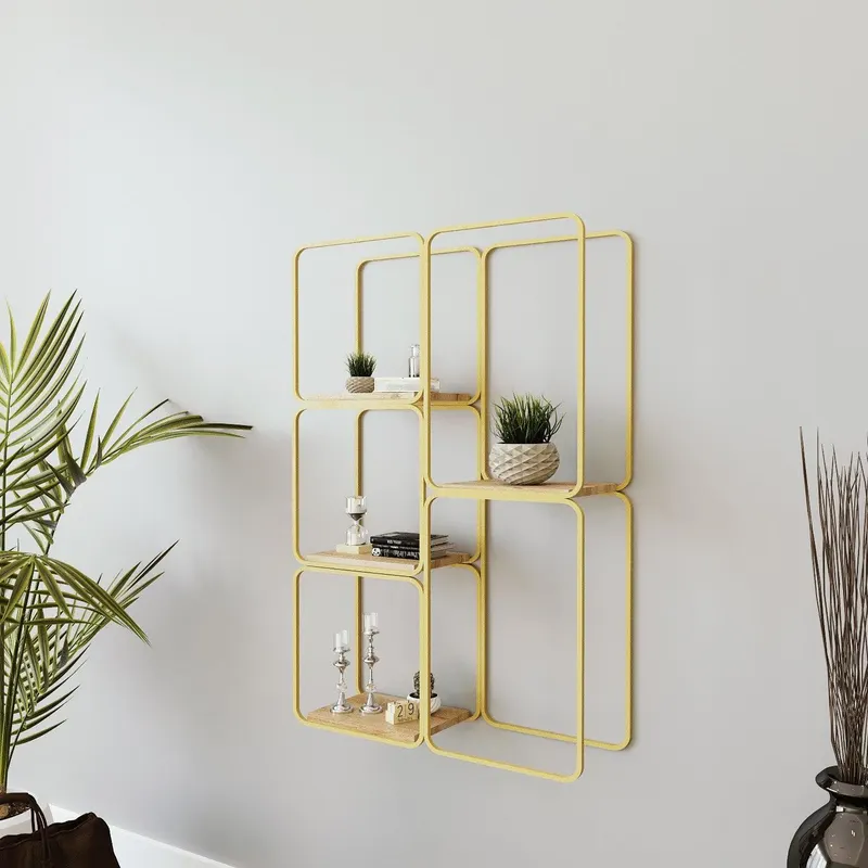 Raft De Perete Brooklyn 4 Rafturi , Aur, 80 X 120 X 20 Cm - Auriu