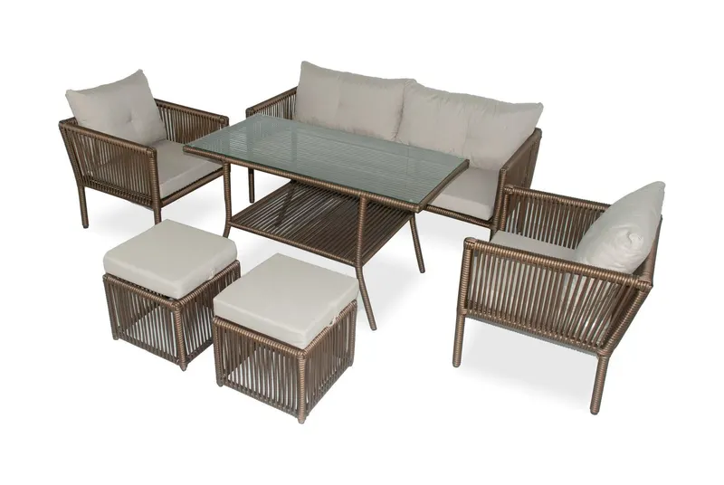 Set De Lounge De Grădină Shangai 4, Crem, 61X62X62 Cm - Multicolor