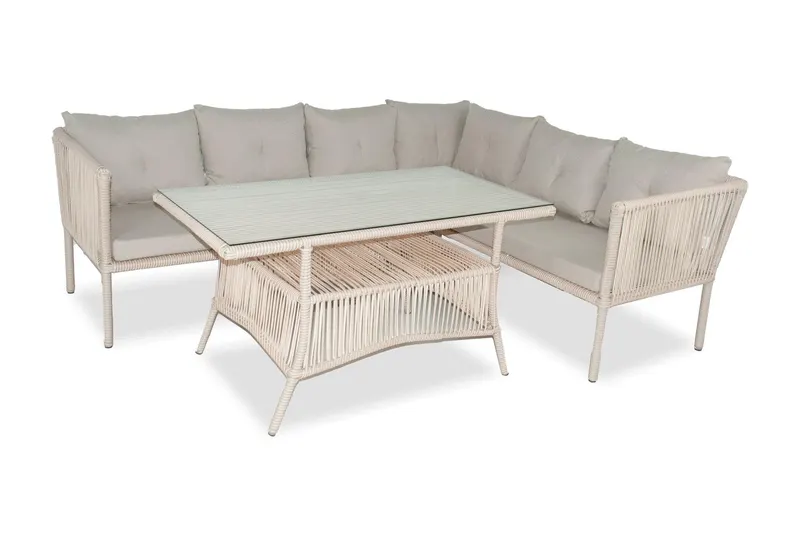 Set De Lounge De Grădină Shangai 5, Crem, 224X62X180 Cm - Crem