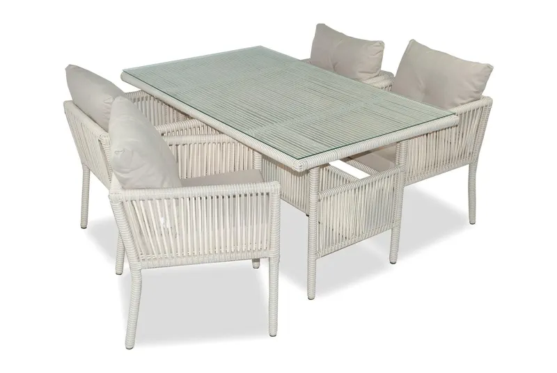 Set De Lounge De Grădină Shangai 7, Crem, 150X75X90 Cm - Crem