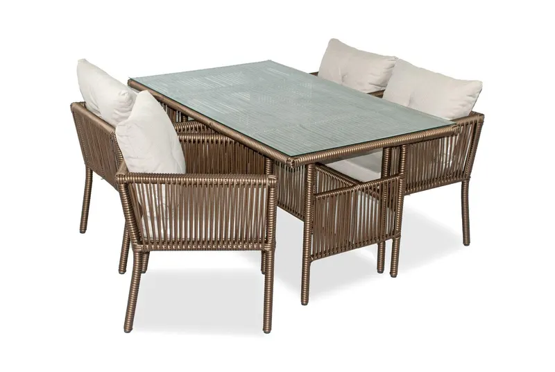 Set De Lounge De Grădină Shangai 7, Crem, 150X75X90 Cm - Multicolor