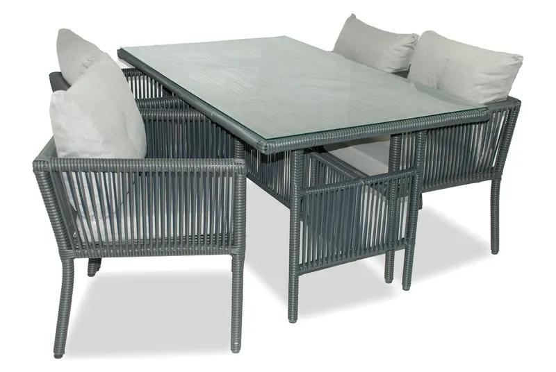 Set De Lounge De Grădină Shangai 7, Crem, 150X75X90 Cm - Gri