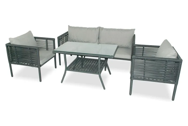 Set De Lounge De Grădină Newyork 160, Maro Inchis, 65X65X66 Cm - Gri