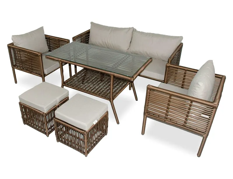 Set De Lounge De Grădină Newyork Pouffe-2, Maro Inchis (diverse dimensiuni) - arsiv2