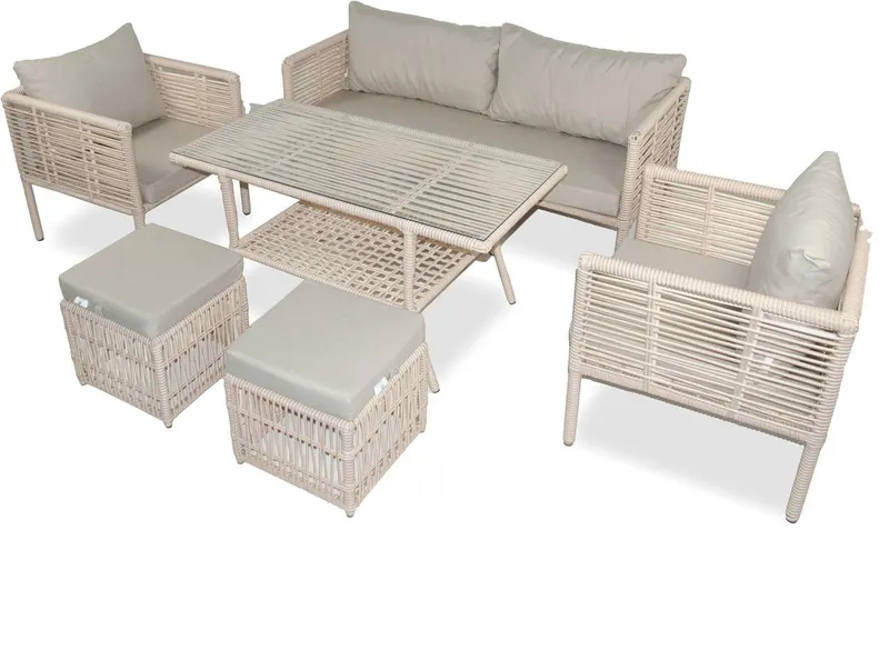 Set De Lounge De Grădină Newyork Pouffe, Maro Deschis (diverse dimensiuni) - arsiv9