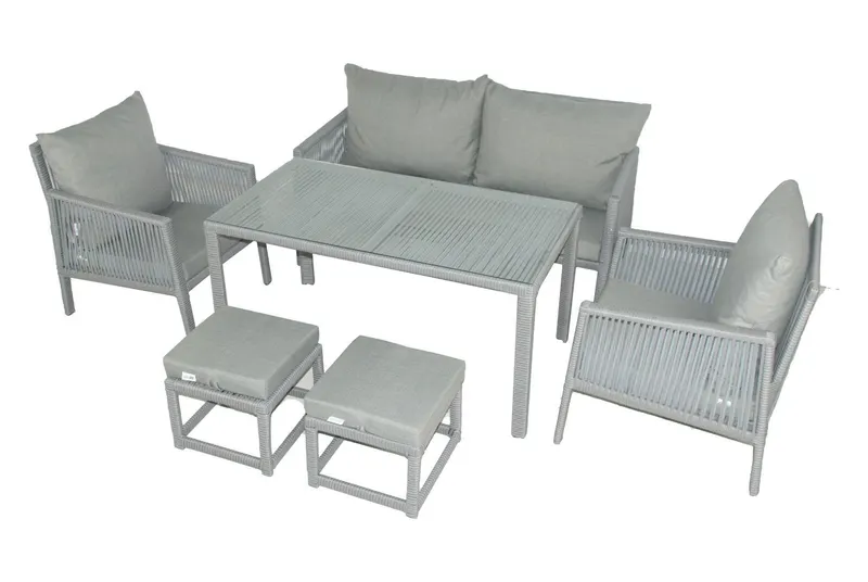 Set De Lounge De Grădină Otto Sofa, Maro Inchis, 154X82X69 Cm - Gri deschis