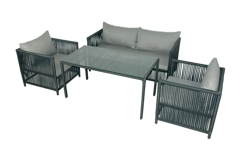 Set De Lounge De Grădină Mana 3, Maro Inchis, 154X70X74 Cm - Gri