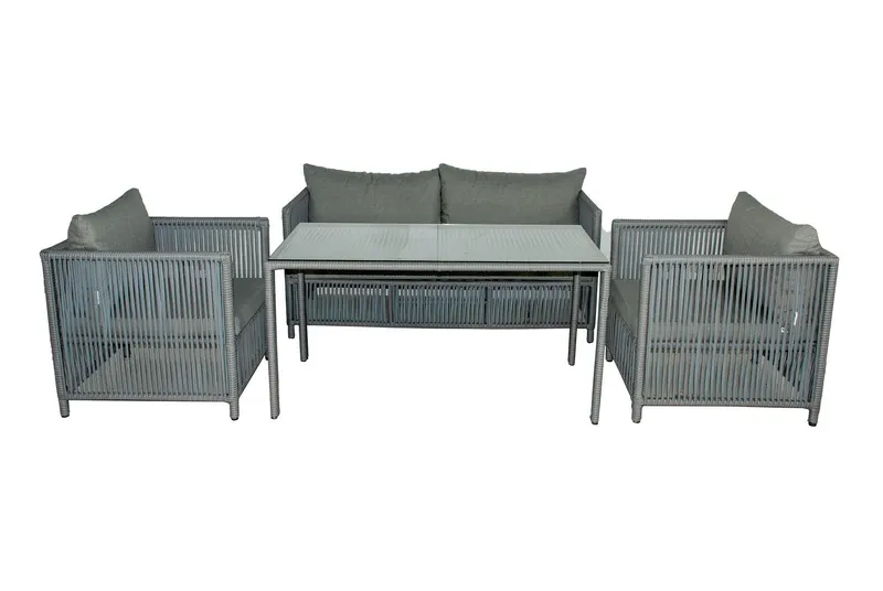 Set De Lounge De Grădină Mana 3, Maro Inchis, 154X70X74 Cm - Gri deschis
