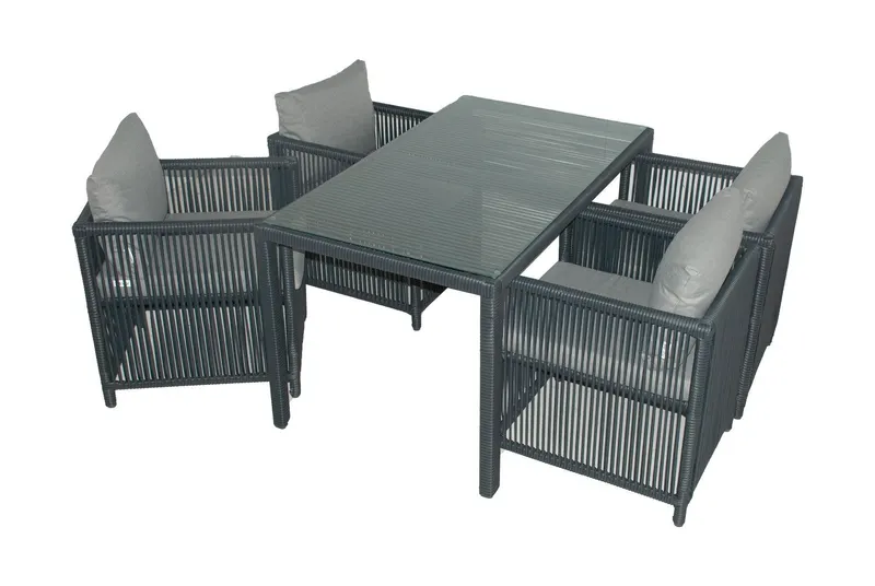 Set De Lounge De Grădină Mana 2, Maro Inchis, 71X70X74 Cm - Gri