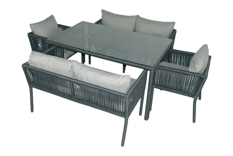Set De Lounge De Grădină Vera 2, Maro Inchis, 150X75X90 Cm - Gri