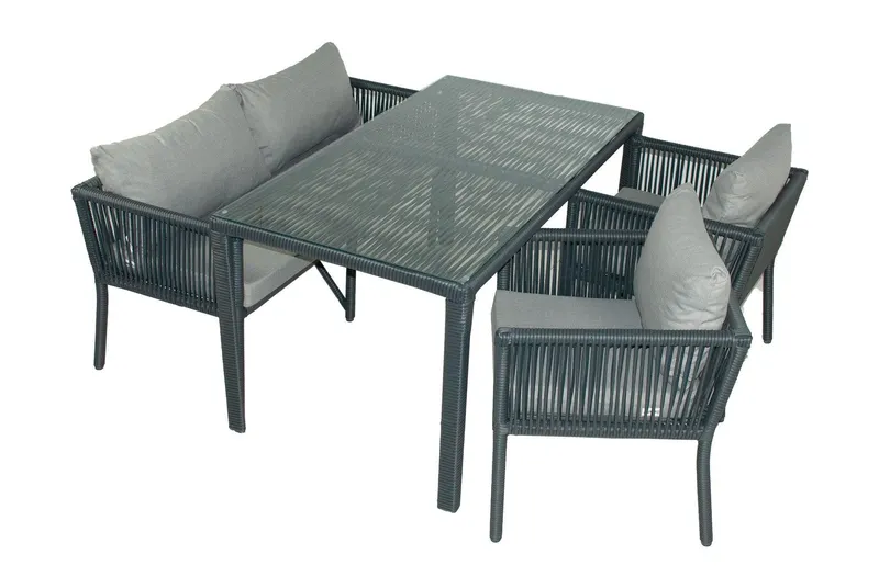 Set De Lounge De Grădină Vera 3, Maro Inchis, 140X75X80 Cm - Gri