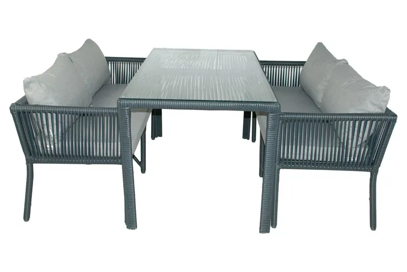 Set De Lounge De Grădină Vera 4, Maro Inchis, 140X75X80 Cm - Gri