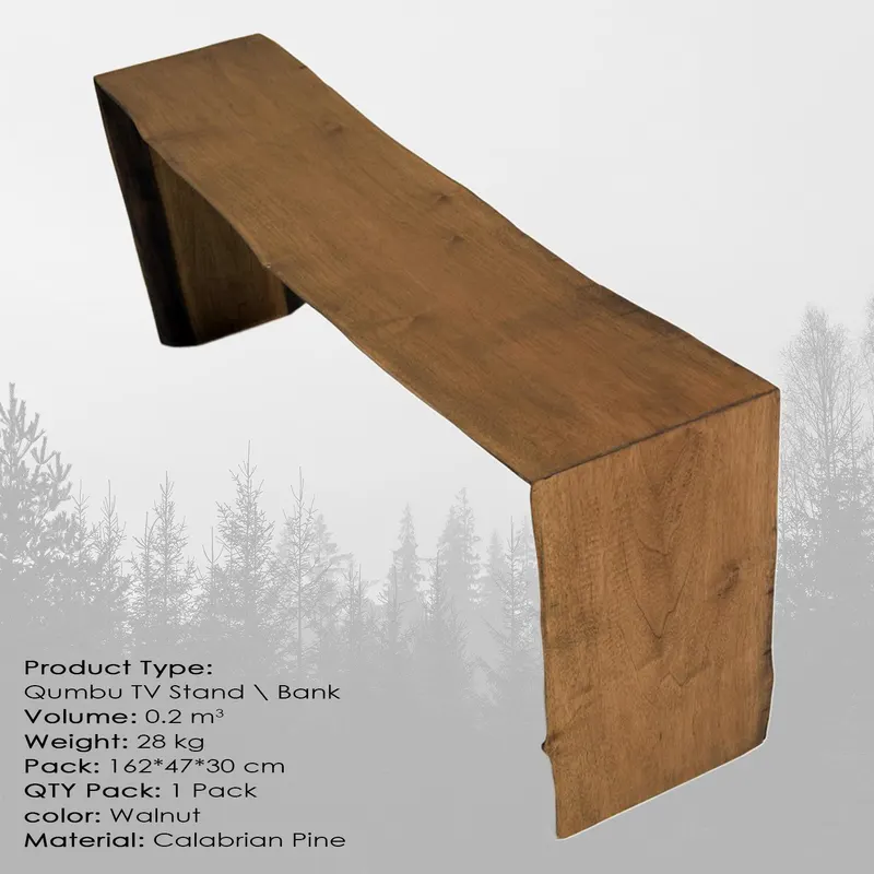Comodă TV Qumbu Large, Nuc, 160x28x45 cm - Nuc