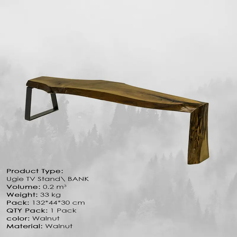 Comodă TV Ugie Small, Nuc, 130x36x42 cm - Nuc
