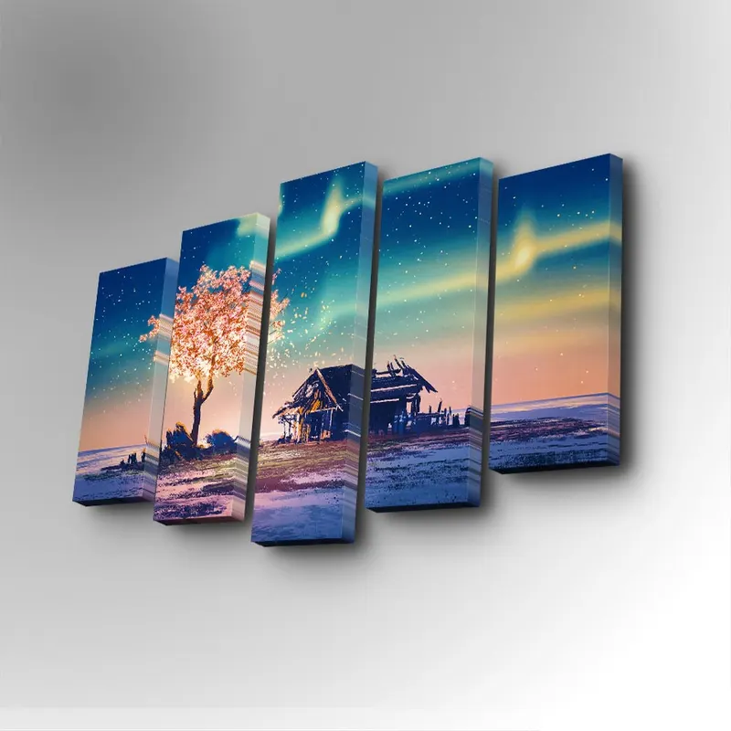 Tablou canvas 5 bucăți 5PUC-076, Multicolor, 82x50x3 cm - Multicolor