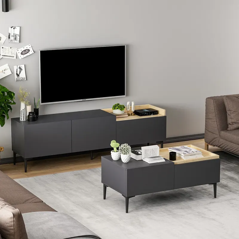 Set mobilă pentru sufragerie Mia, Antracit, 160x37x48 cm - Antracit