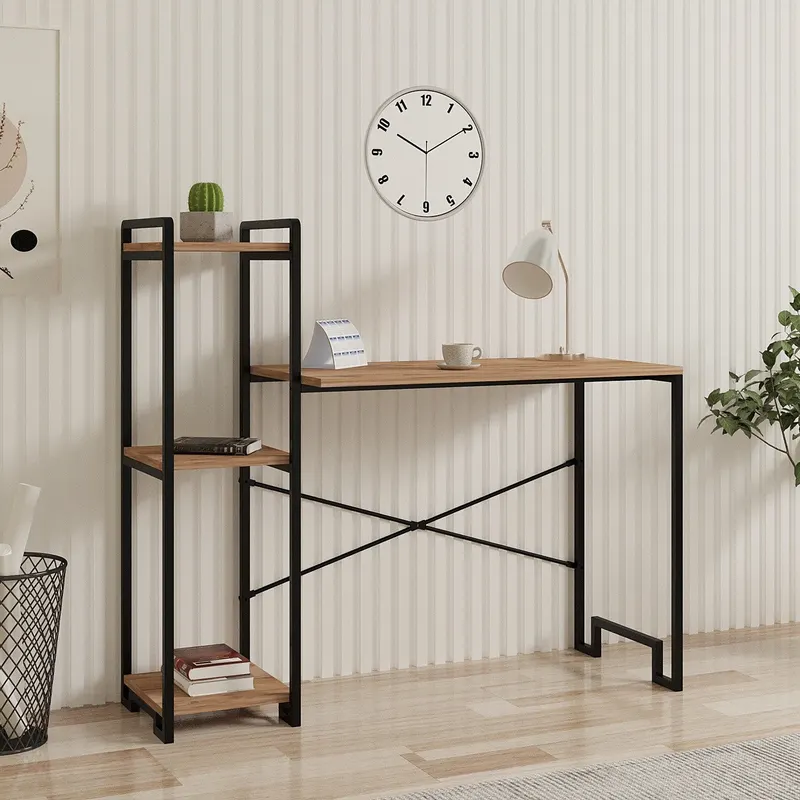 Birou Home, Pin atlantic - Negru, Ø16x120 cm - Natural - Negru