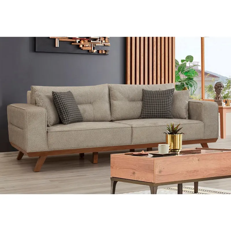 Canapea extensibilă 3 locuri Lugano, Crem, 225x98x85 cm - Crem